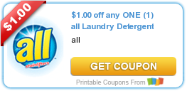 New Printable Coupon: $1.00 off any ONE (1) all Laundry Detergent