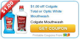 New Printable Coupon: $1.00 off Colgate Total or Optic White Mouthwash