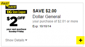 $2.00 off $2.01 Purchase at Dollar General