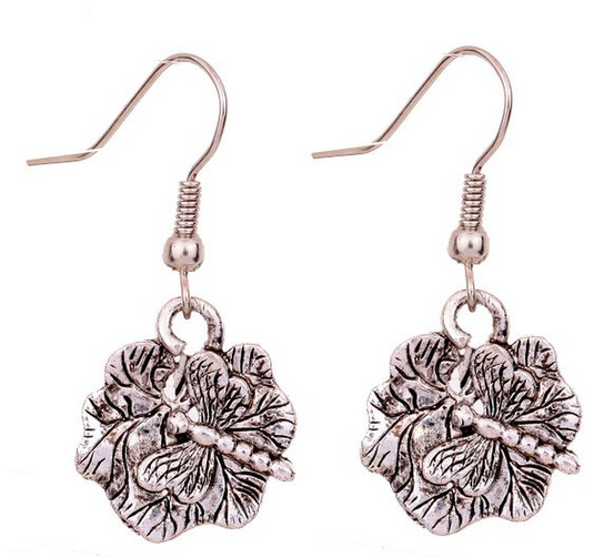 Silver Dragonfly and Lotus Earrings Only $3.84 Shipped