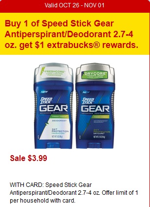 Speed Stick Gear Antiperspirant/Deodorant Only $0.99 at CVS Until 11/1