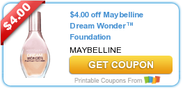 New Printable Coupon: $4.00 off Maybelline Dream Wonder™ Foundation