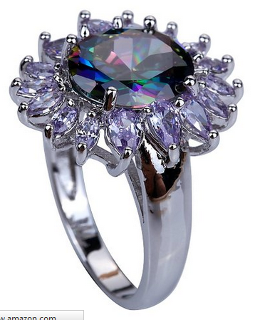 Oval Cut Rainbow Created Topaz Silver Plated Size 10 Ring Only $5.99 Shipped (Reg. $22.76)