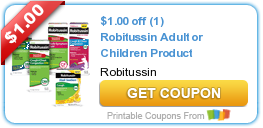 New Printable Coupon: $1.00 off (1) Robitussin Adult or Children Product