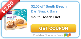 New Printable Coupon: $2.00 off South Beach Diet Snack Bars