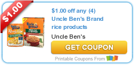 New Printable Coupon: $1.00 off any (4) Uncle Ben’s Brand rice products