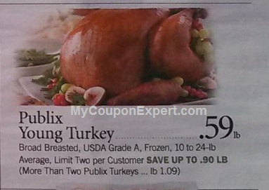 Publix Hot Deal Alert! Turkey Only $0.59 Per Pound