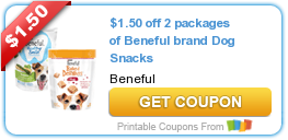 New Printable Coupon: $1.50 off 2 packages of Beneful brand Dog Snacks