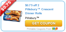 New Printable Coupon: $0.75 off 2 Pillsbury™ Crescent Dinner Rolls