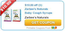 New Printable Coupon: $10.00 off (3) Zarbee’s Naturals Baby Cough Syrups