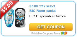 New Printable Coupon: $5.00 off 2 select BIC Razor packs