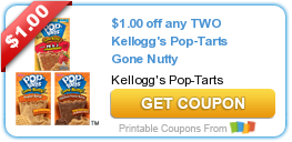 New Printable Coupon: $1.00 off any TWO Kellogg’s Pop-Tarts Gone Nutty