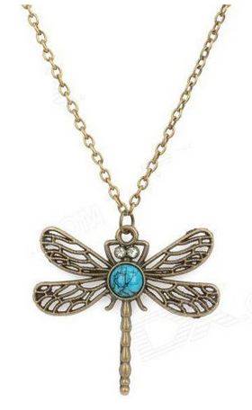 Paved Bronze Hollow Dragonfly Necklace Only $2.59 Shipped