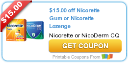 New Printable Coupon: $15.00 off Nicorette Gum or Nicorette Lozenge