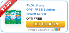 New Printable Coupon: $3.00 off any OPTI-FREE Solution 10oz or Larger