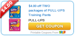New Printable Coupon: $4.00 off TWO packages of PULL-UPS Training Pants