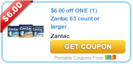 New Printable Coupons: $6.00 off ONE (1) Zantac 65 count or larger