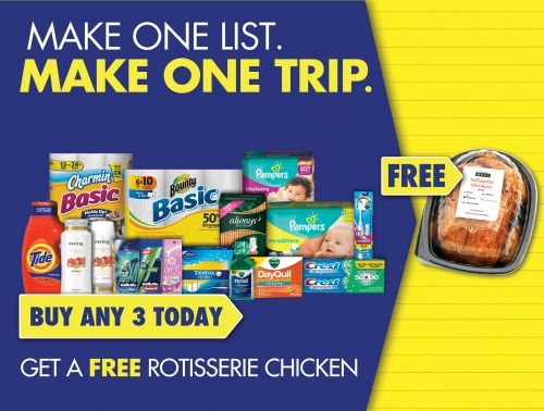 FREE Rotisserie Chicken at Publix with the Purchase of 3 P&G Products Until 1/28!!