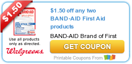 New Printable Coupon: $1.50 off any two BAND-AID First Aid products
