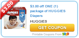 New Printable Coupon: $3.00 off ONE (1) package of HUGGIES Diapers