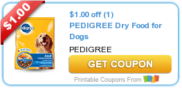 New Printable Coupon: $1.00 off (1) PEDIGREE Dry Food for Dogs
