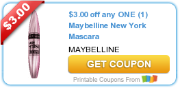New Printable Coupon: $3.00 off any ONE (1) Maybelline New York Mascara