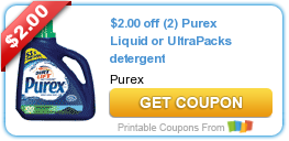 New Printable Coupon: $2.00 off (2) Purex Liquid or UltraPacks detergent