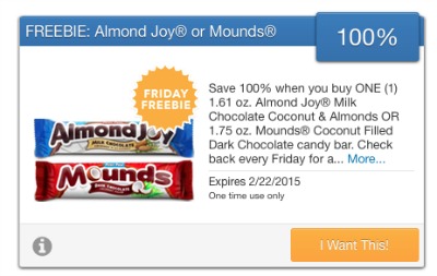 FREE Almond Joy or Mounds Candy Bar