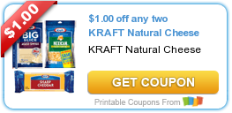 Hot New Printable Coupon: $1.00 off any two KRAFT Natural Cheese