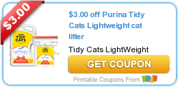 New Printable Coupons: $3.00 off Purina Tidy Cats Lightweight cat litter