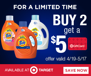 FREE $5 Target Gift Card with the Purchase of 2 Select Tide Products
