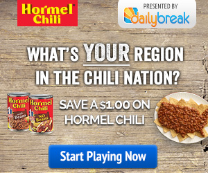 Hormel Chili Sweepstakes + $1.00 off Hormel Chili Coupon