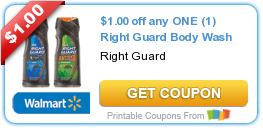 Hot New Printable Coupons: $1.00 off any ONE (1) Right Guard Body Wash