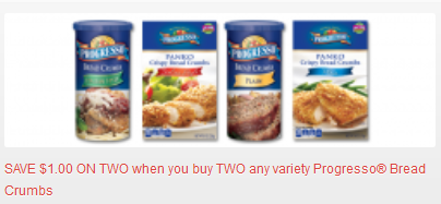 HOT Printable Coupon: $1/2 Any Variety Progresso Bread Crumbs