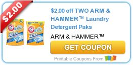 Hot New Printable Coupon: $2.00 off TWO ARM & HAMMER™ Laundry Detergent Paks