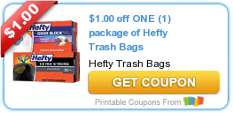HOT New Printable Coupon: $1.00 off ONE (1) package of Hefty Trash Bags