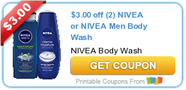 HOT New Printable Coupon: $3.00 off (2) NIVEA or NIVEA Men Body Wash