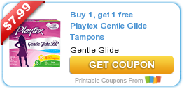 HOT New Printable Coupon: Buy 1, get 1 free Playtex Gentle Glide Tampons