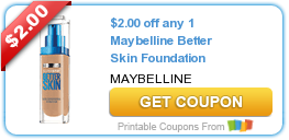 Hot New Printable Coupon: $2.00 off any 1 Maybelline Better Skin Foundation