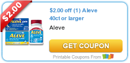 HOT New Printable Coupon: $2.00 off (1) Aleve 40ct or larger