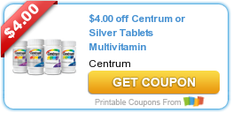 Hot New Printable Coupon: $4.00 off Centrum or Silver Tablets Multivitamin