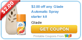 Hot New Printable Coupon: $2.00 off any Glade Automatic Spray starter kit