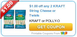 Hot New Printable Coupon: $1.00 off any 2 KRAFT String Cheese or Twists