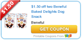 HOT New Printable Coupon: $1.50 off two Beneful Baked Delights Dog Snack