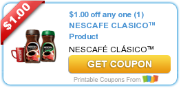 Hot New Printable Coupon: $1.00 off any one (1) NESCAFE CLASICO™ Product