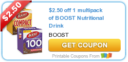 Hot New Printable Coupon: $2.50 off 1 multipack of BOOST Nutritional Drink
