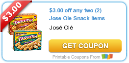 HOT New Printable Coupon: $3.00 off any two (2) Jose Ole Snack Items