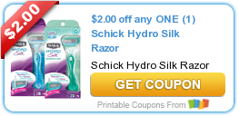 HOT New Printable Coupon: $2.00 off any ONE (1) Schick Hydro Silk Razor