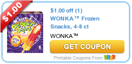 HOT New Printable Coupon: $1.00 off (1) WONKA™ Frozen Snacks, 4-8 ct