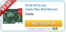 HOT Printable Coupon: $5.00 off on any Glade Wax Melt Warmer